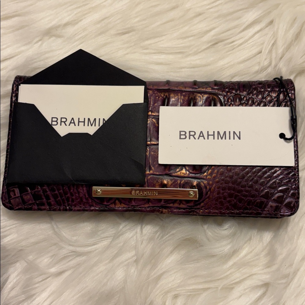Brahmin Purple and Gold Croc-Embossed Wallet - Picture 9 of 9